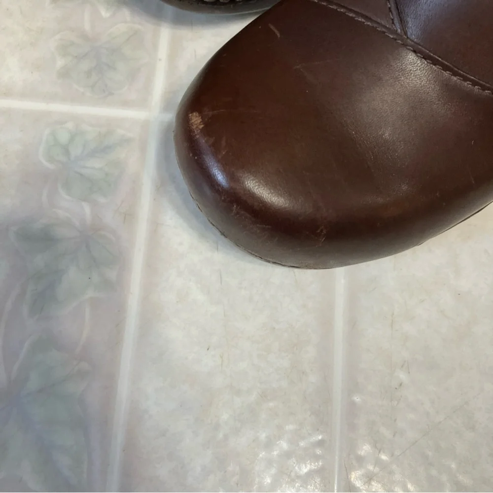 Dansko Stacie Clogs Brown Stitch Sides Block Heel leather 9837457800 size 41 - Picture 2 of 9